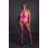 Ouch! Glow Body échancré ouvert à l'entrejambe avec dos nu Rose Fluo